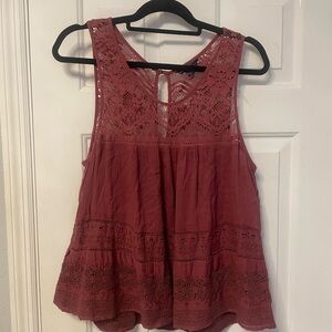Pink Eyelet Sleeveless Babydoll Blouse